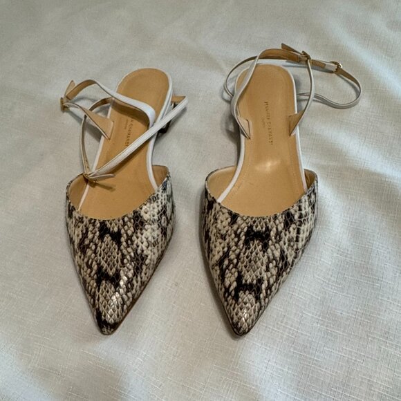 Jennifer Chamandi Women's White Vittorio Snakeskin Flats - Picture 4 of 6